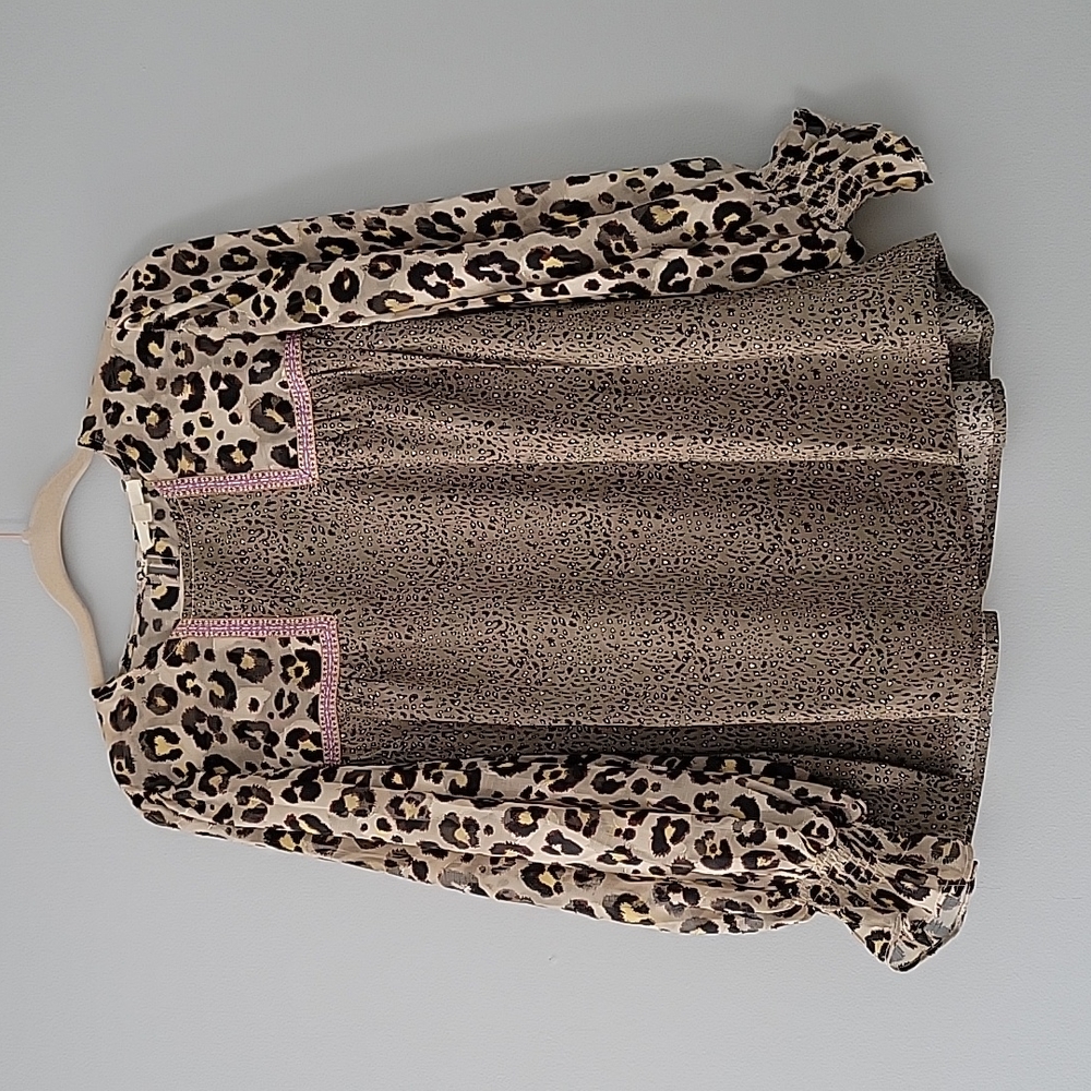 Entro Leopard Print Blouse with Pink Accents